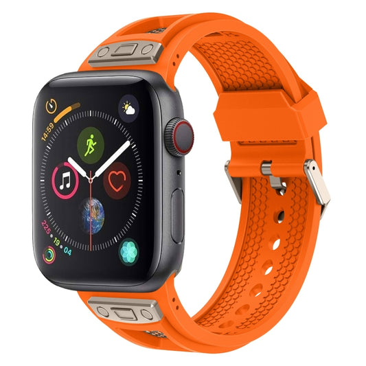 For  Apple Watch Series 4 44mm Breathable Stainless Steel Mesh TPU Watch Band(Orange Titanium) - Watch Bands by PMC Jewellery | Online Shopping South Africa | PMC Jewellery