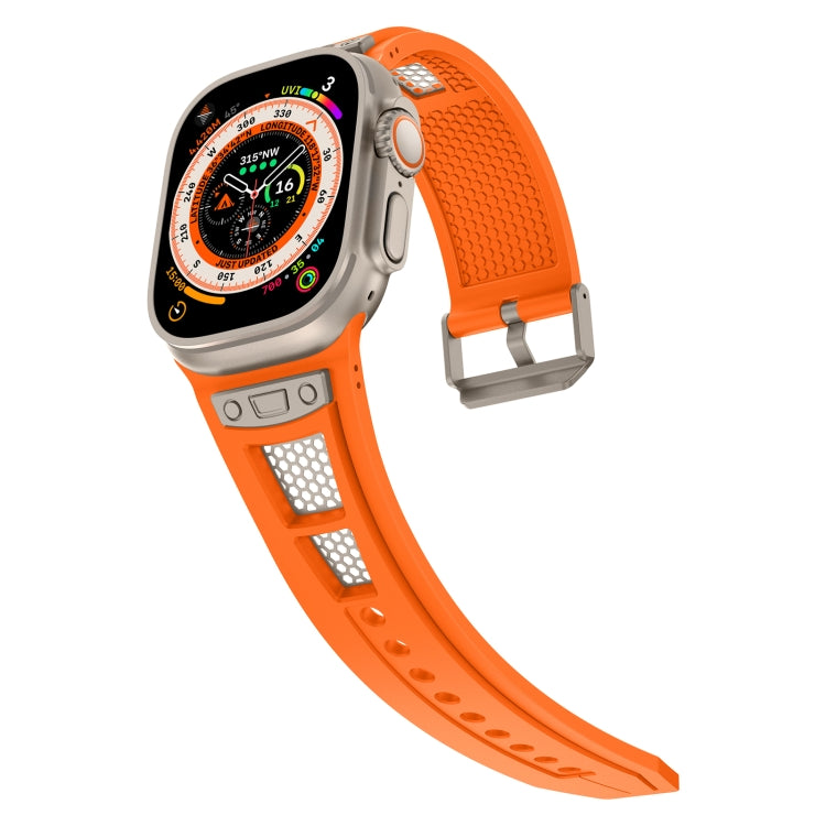 For Apple Watch Series 3 42mm Breathable Stainless Steel Mesh TPU Watch Band(Orange Titanium) - Watch Bands by PMC Jewellery | Online Shopping South Africa | PMC Jewellery