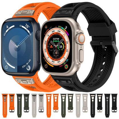 For Apple Watch SE 2023 44mm Breathable Stainless Steel Mesh TPU Watch Band(Orange Titanium) - Watch Bands by PMC Jewellery | Online Shopping South Africa | PMC Jewellery