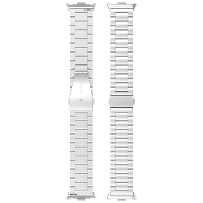 For Xiaomi Mi Band 8 Pro Three Bead Stainless Steel Metal Watch Band(Silver) - Watch Bands by PMC Jewellery | Online Shopping South Africa | PMC Jewellery