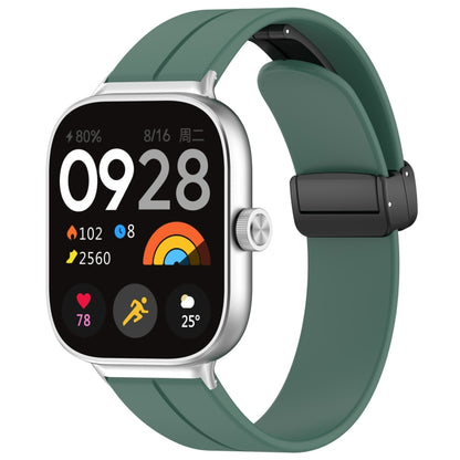 For Redmi Watch 4 Groove Folding Magnetic Buckle Silicone Watch Band(Dark Green) - Watch Bands by PMC Jewellery | Online Shopping South Africa | PMC Jewellery