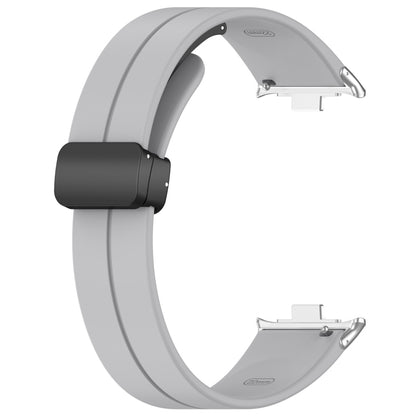 For Xiaomi  Mi Band 8 Pro Groove Folding Magnetic Buckle Silicone Watch Band(Light Gray) - Watch Bands by PMC Jewellery | Online Shopping South Africa | PMC Jewellery