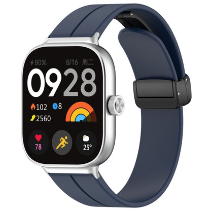 For Xiaomi  Mi Band 8 Pro Groove Folding Magnetic Buckle Silicone Watch Band(Dark Blue) - Watch Bands by PMC Jewellery | Online Shopping South Africa | PMC Jewellery