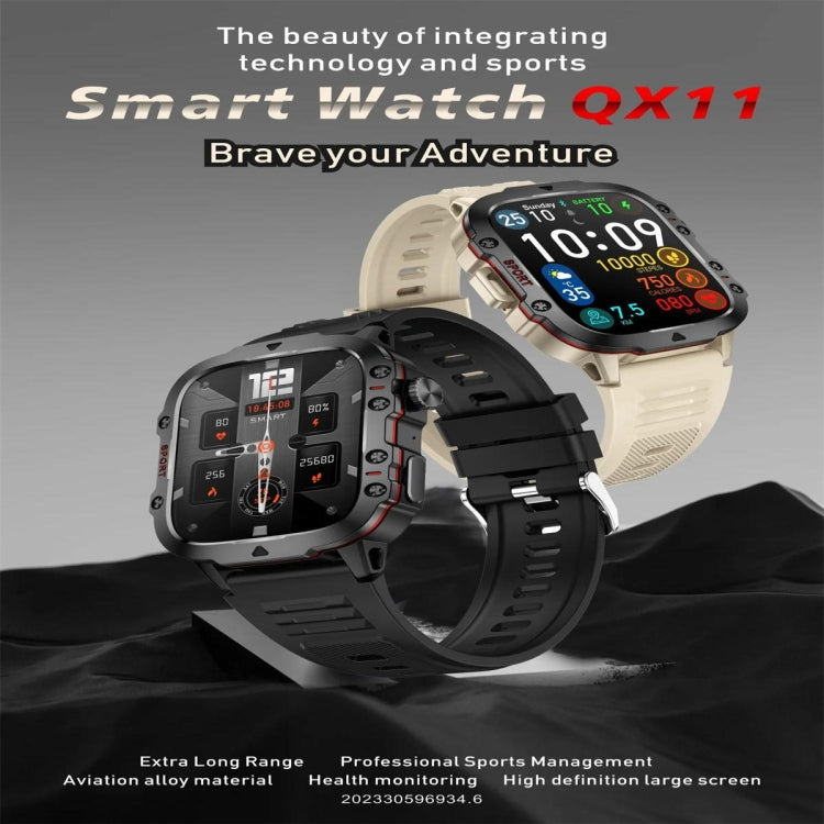 QX11 1.96 inch Color Screen Smart Watch Slub Steel Strap Support Bluetooth Call(Black) - Smart Watches by PMC TechLife | Online Shopping South Africa | PMC TechLife
