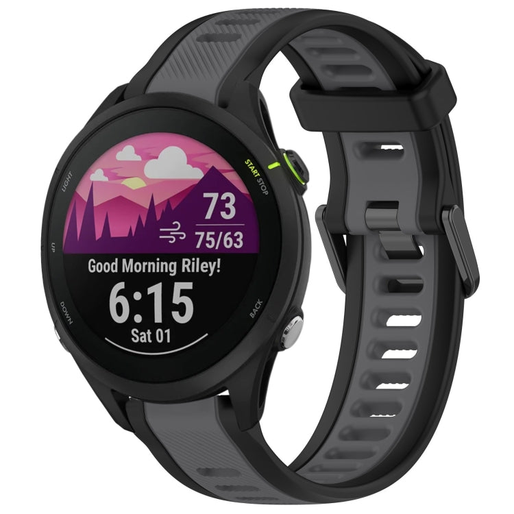 For Garmin Forerunner 255 22mm Two Color Textured Silicone Watch Band(Grey+Black) - Watch Bands by PMC TechLife | Online Shopping South Africa | PMC TechLife