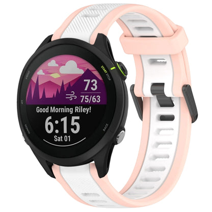 For Garmin Forerunner 255 22mm Two Color Textured Silicone Watch Band(White+Pink) - Watch Bands by PMC Jewellery | Online Shopping South Africa | PMC Jewellery