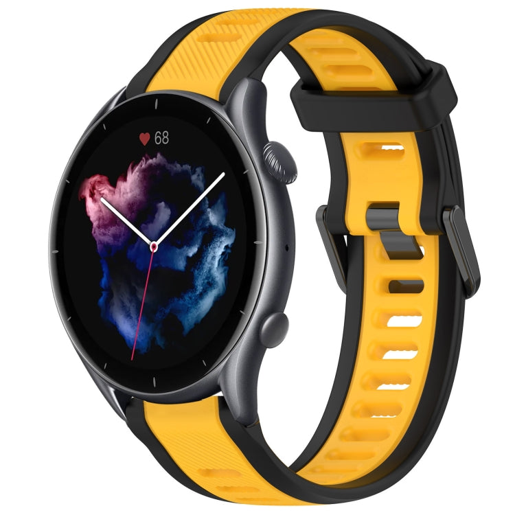 For Amazfit GTR 3 22mm Two-Color Textured Silicone Watch Band(Yellow+Black) - Watch Bands by PMC Jewellery | Online Shopping South Africa | PMC Jewellery