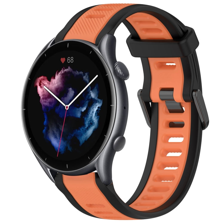 For Amazfit GTR 3 Pro 22mm Two-Color Textured Silicone Watch Band(Orange+Black) - Watch Bands by PMC Jewellery | Online Shopping South Africa | PMC Jewellery