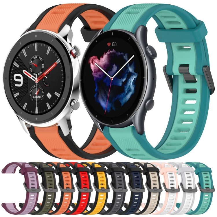 For Amazfit GTR 2 22mm Two-Color Textured Silicone Watch Band(White+Grey) - Watch Bands by PMC TechLife | Online Shopping South Africa | PMC TechLife