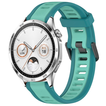 For Huawei Watch GT4 46mm 22mm Two Color Textured Silicone Watch Band(Teal) - Watch Bands by PMC Jewellery | Online Shopping South Africa | PMC Jewellery