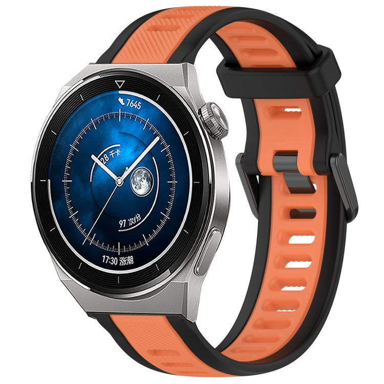 For Huawei Watch GT3 Pro 46mm 22mm Two Color Textured Silicone Watch Band(Orange+Black) - Watch Bands by PMC Jewellery | Online Shopping South Africa | PMC Jewellery