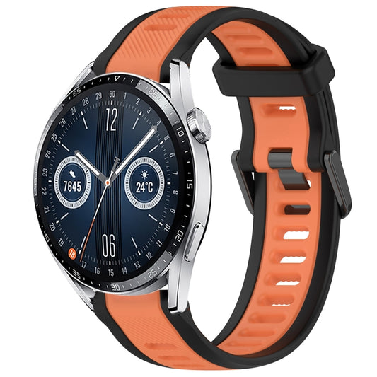 For Huawei Watch GT3 46mm 22mm Two Color Textured Silicone Watch Band(Orange+Black) - Watch Bands by PMC Jewellery | Online Shopping South Africa | PMC Jewellery