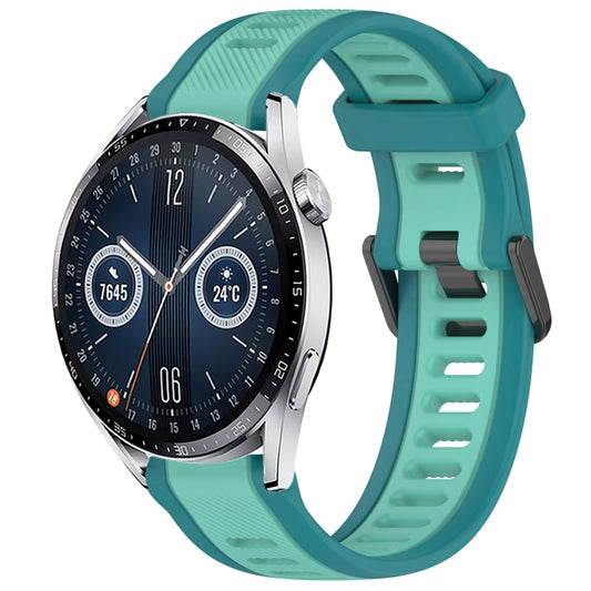 For Huawei Watch GT3 46mm 22mm Two Color Textured Silicone Watch Band(Teal) - Watch Bands by PMC Jewellery | Online Shopping South Africa | PMC Jewellery