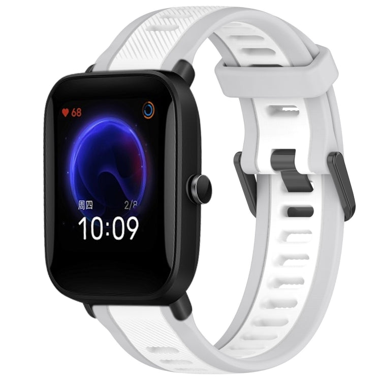 For Amazfit Pop 20mm Two-Color Textured Silicone Watch Band(White+Grey) - Watch Bands by PMC TechLife | Online Shopping South Africa | PMC TechLife