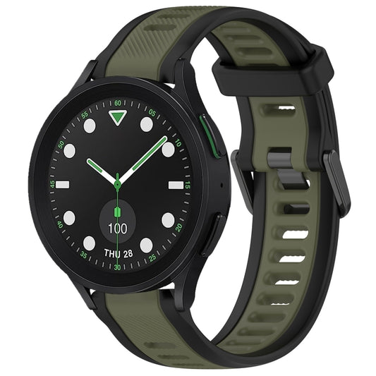 For Samsung Galaxy watch 5 Pro Golf Edition 20mm Two Color Textured Silicone Watch Band(Green+Black) - Watch Bands by PMC Jewellery | Online Shopping South Africa | PMC Jewellery