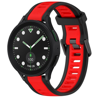 For Samsung Galaxy watch 5 Golf Edition 20mm Two Color Textured Silicone Watch Band(Red+Black) - Watch Bands by PMC Jewellery | Online Shopping South Africa | PMC Jewellery