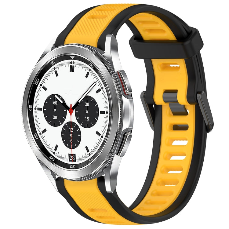 For Samsung  Galaxy Watch 4 Classic 42mm 20mm Two Color Textured Silicone Watch Band(Yellow+Black) - Watch Bands by PMC Jewellery | Online Shopping South Africa | PMC Jewellery