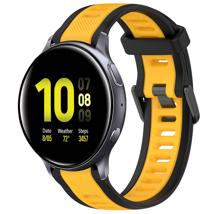 For Samsung Galaxy Watch Active 2 44mm 20mm Two Color Textured Silicone Watch Band(Yellow+Black) - Watch Bands by PMC Jewellery | Online Shopping South Africa | PMC Jewellery