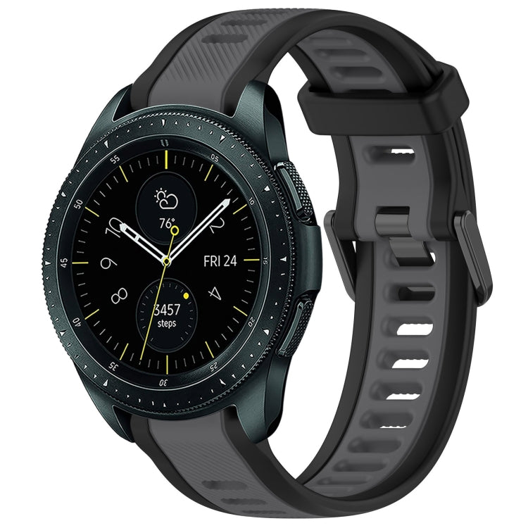 For Samsung Galaxy Watch 42mm 20mm Two Color Textured Silicone Watch Band(Grey+Black) - Watch Bands by PMC Jewellery | Online Shopping South Africa | PMC Jewellery