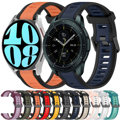 For Samsung Galaxy Watch 6 Classic 43mm 20mm Two Color Textured Silicone Watch Band(Grey+Black) - Watch Bands by PMC Jewellery | Online Shopping South Africa | PMC Jewellery