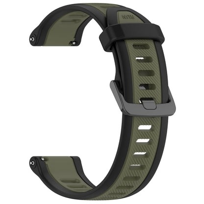 For Garmin Forerunner 165 20mm Two Color Textured Silicone Watch Band(Green+Black) - Watch Bands by PMC Jewellery | Online Shopping South Africa | PMC Jewellery