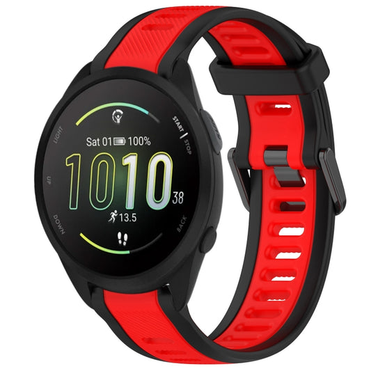 For Garmin Forerunner 165 20mm Two Color Textured Silicone Watch Band(Red+Black) - Watch Bands by PMC Jewellery | Online Shopping South Africa | PMC Jewellery
