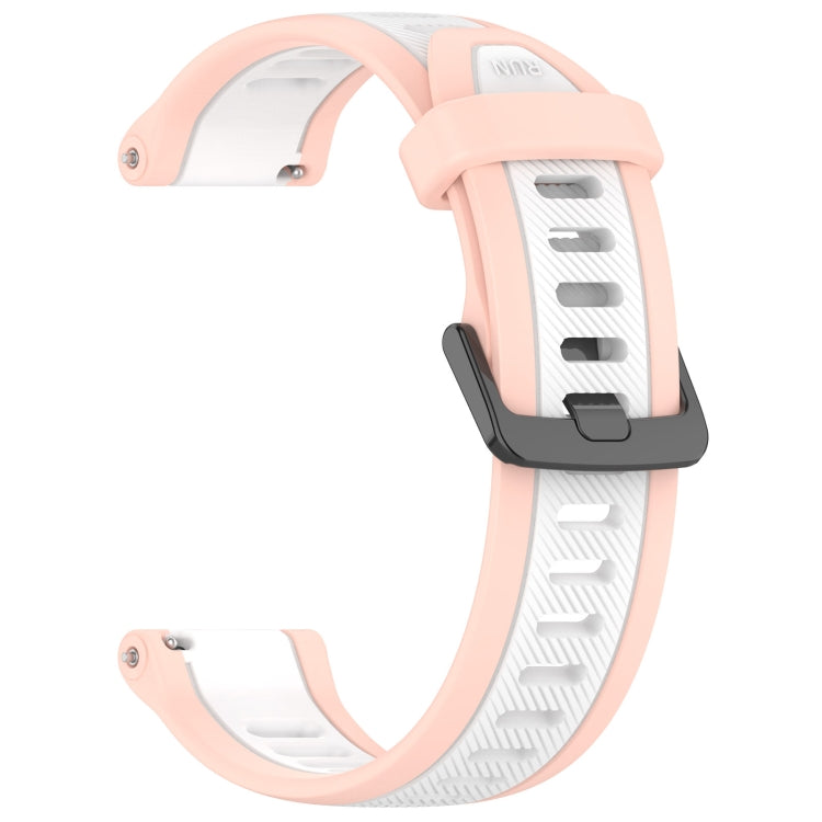 For Garmin Forerunner 165 20mm Two Color Textured Silicone Watch Band(White+Pink) - Watch Bands by PMC Jewellery | Online Shopping South Africa | PMC Jewellery