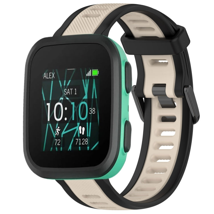 For Garmin Bounce 20mm Two Color Textured Silicone Watch Band(Starlight + Black) - Watch Bands by PMC TechLife | Online Shopping South Africa | PMC TechLife