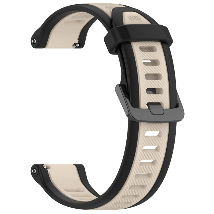 For Garmin Forerunner 158 20mm Two Color Textured Silicone Watch Band(Starlight + Black) - Watch Bands by PMC TechLife | Online Shopping South Africa | PMC TechLife
