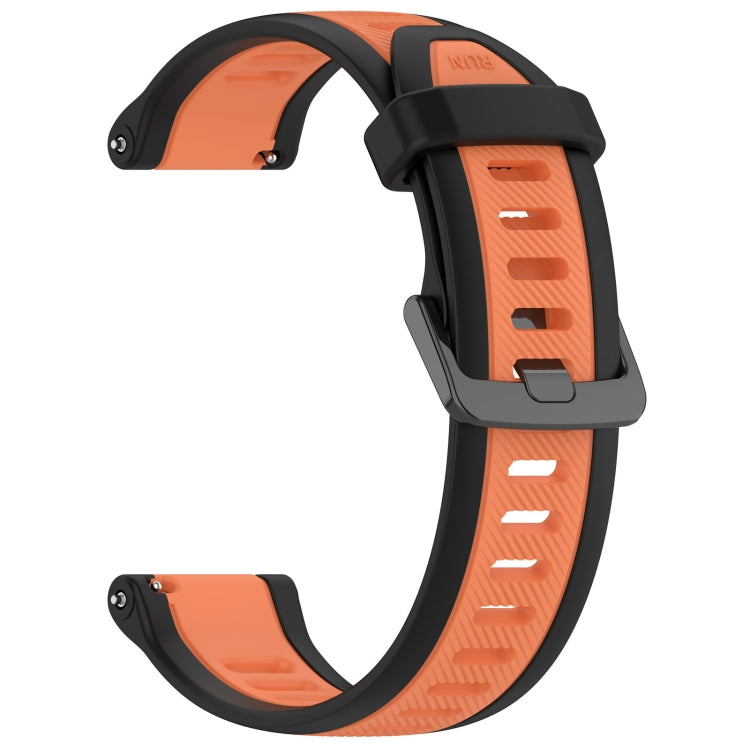 For Garmin Venu 20mm Two Color Textured Silicone Watch Band(Orange+Black) - Watch Bands by PMC Jewellery | Online Shopping South Africa | PMC Jewellery