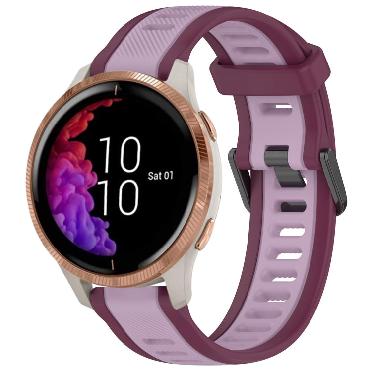 For Garmin Venu 20mm Two Color Textured Silicone Watch Band(Purple) - Watch Bands by PMC TechLife | Online Shopping South Africa | PMC TechLife