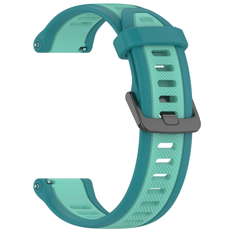 For Garmin Forerunner 245 / 245 Music 20mm Two Color Textured Silicone Watch Band(Teal) - Watch Bands by PMC Jewellery | Online Shopping South Africa | PMC Jewellery