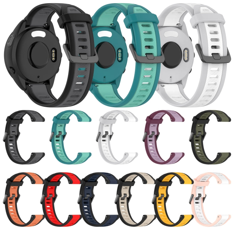 For Garmin Forerunner 245 / 245 Music 20mm Two Color Textured Silicone Watch Band(Teal) - Watch Bands by PMC Jewellery | Online Shopping South Africa | PMC Jewellery
