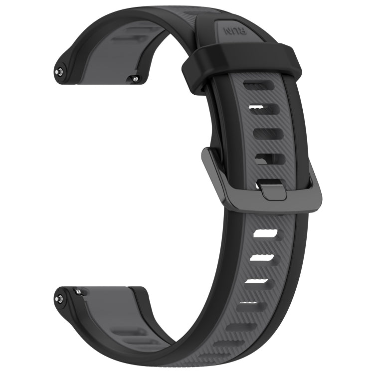 For Garmin Forerunner 265S 18mm Two Color Textured Silicone Watch Band(Grey+Black) - free shipping - PMC TechLife - Order now!