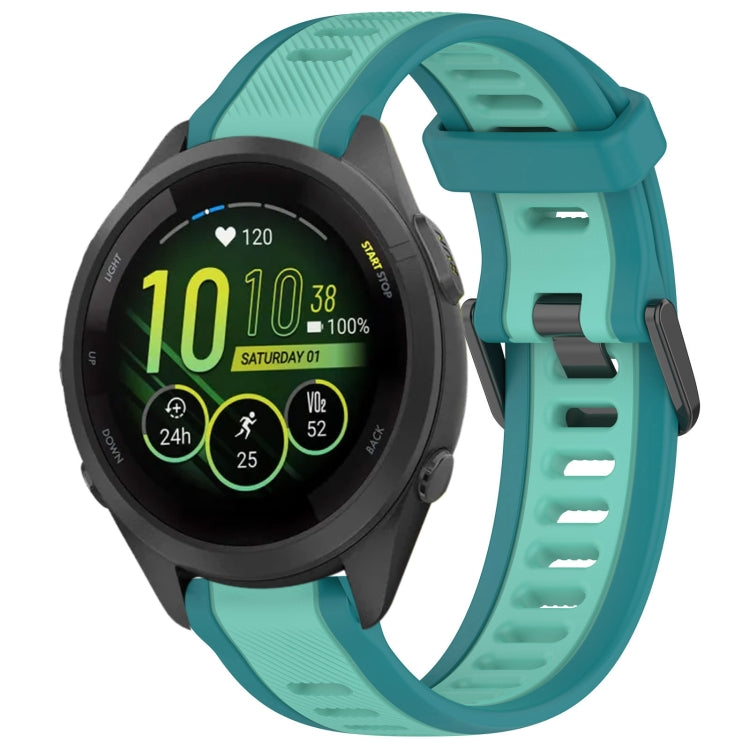 For Garmin Forerunner 265S 18mm Two Color Textured Silicone Watch Band(Teal) - Watch Bands by PMC TechLife | Online Shopping South Africa | PMC TechLife