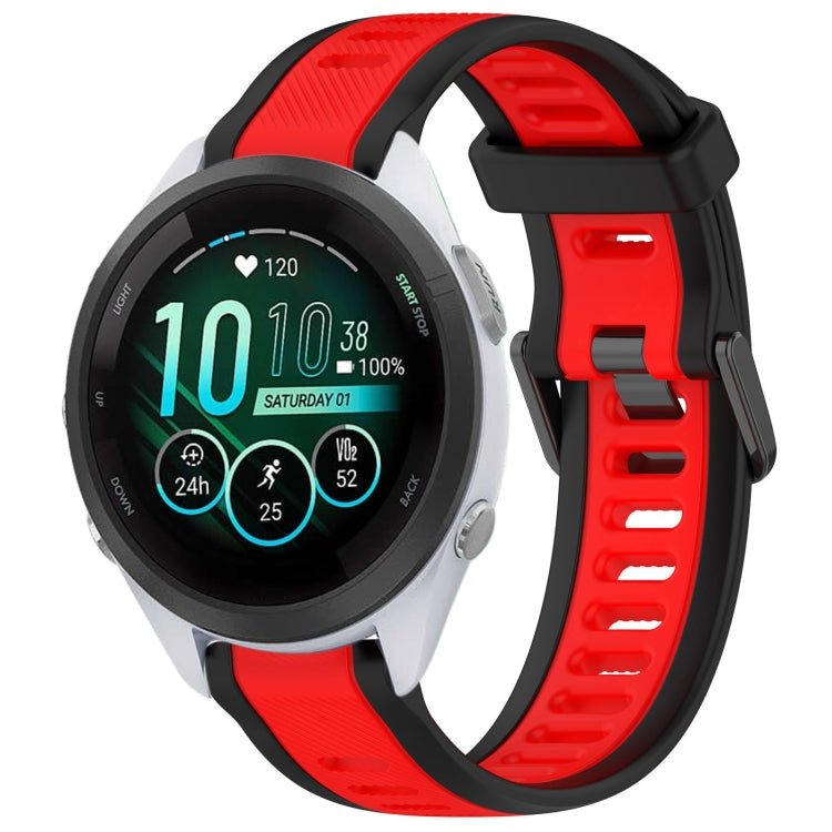 For Garmin Forerunner 265S Music 18mm Two Color Textured Silicone Watch Band(Red+Black) - Watch Bands by PMC Jewellery | Online Shopping South Africa | PMC Jewellery