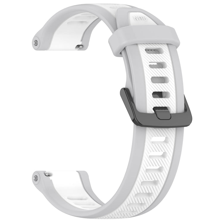 For Garmin Forerunner 255S 18mm Two Color Textured Silicone Watch Band(White+Grey) - Watch Bands by PMC TechLife | Online Shopping South Africa | PMC TechLife