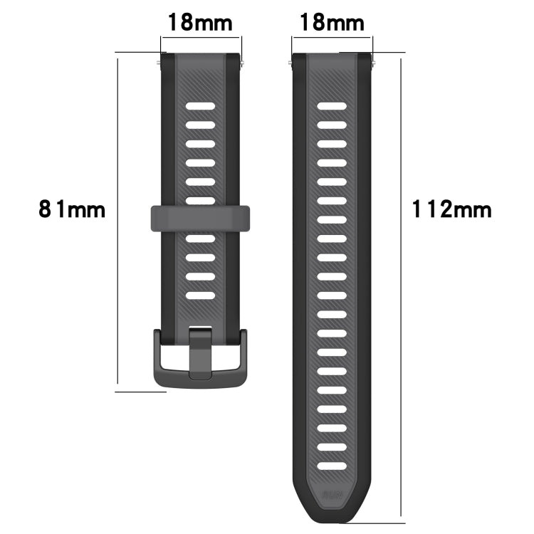 For Garmin Forerunner 255S 18mm Two Color Textured Silicone Watch Band(White+Grey) - Watch Bands by PMC TechLife | Online Shopping South Africa | PMC TechLife