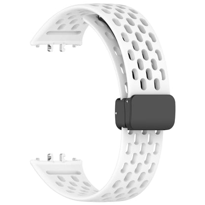 For Samsung Galaxy Fit 3 Hole Style Magnetic Folding Buckle Silicone Watch Band(White) - Watch Bands by PMC Jewellery | Online Shopping South Africa | PMC Jewellery