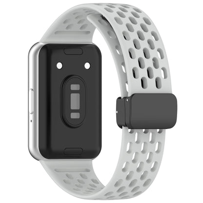 For Samsung Galaxy Fit 3 Hole Style Magnetic Folding Buckle Silicone Watch Band(Light Gray) - Watch Bands by PMC Jewellery | Online Shopping South Africa | PMC Jewellery