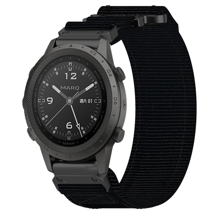 For Garmin MARQ Commander 22mm Nylon Hook And Loop Fastener Watch Band(Black) - Watch Bands by PMC TechLife | Online Shopping South Africa | PMC TechLife