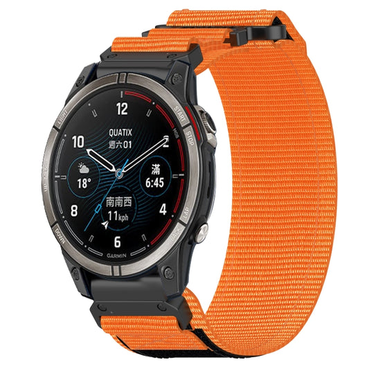 For Garmin Quatix 7 Pro 22mm Nylon Hook And Loop Fastener Watch Band(Orange) - Watch Bands by PMC Jewellery | Online Shopping South Africa | PMC Jewellery