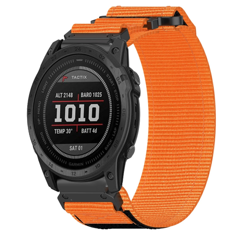 For Garmin Tactix 7 Pro 26mm Nylon Hook And Loop Fastener Watch Band(Orange) - Watch Bands by PMC TechLife | Online Shopping South Africa | PMC TechLife
