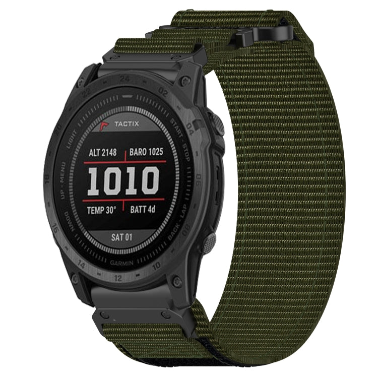 For Garmin Tactix 7 26mm Nylon Hook And Loop Fastener Watch Band(Army Green) - Watch Bands by PMC TechLife | Online Shopping South Africa | PMC TechLife