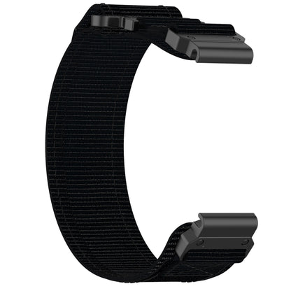 For Garmin Fenix 6X 26mm Nylon Hook And Loop Fastener Watch Band(Black) - Watch Bands by PMC Jewellery | Online Shopping South Africa | PMC Jewellery