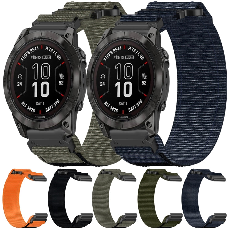 For Garmin Fenix 6X Pro 26mm Nylon Hook And Loop Fastener Watch Band(Blue) - Watch Bands by PMC TechLife | Online Shopping South Africa | PMC TechLife