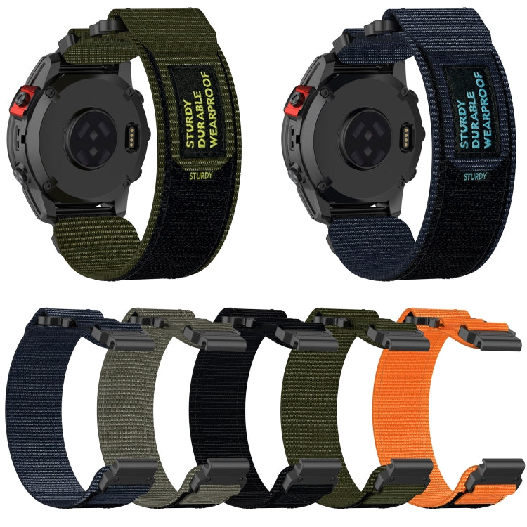 For Garmin Fenix 5X Sapphire 26mm Nylon Hook And Loop Fastener Watch Band(Blue) - Watch Bands by PMC TechLife | Online Shopping South Africa | PMC TechLife