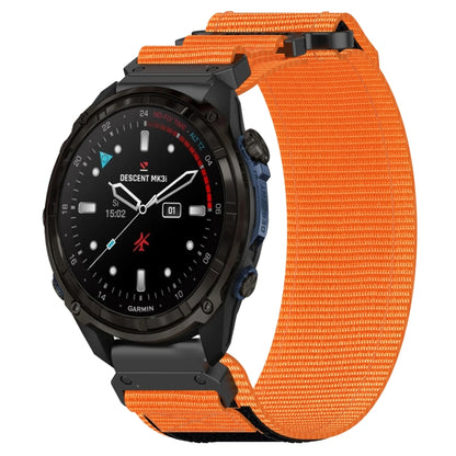 For Garmin Descent Mk3 43mm 20mm Nylon Hook And Loop Fastener Watch Band(Orange) - Watch Bands by PMC Jewellery | Online Shopping South Africa | PMC Jewellery
