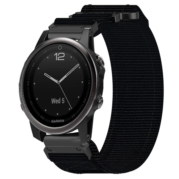 For Garmin Fenix 5S Plus 20mm Nylon Hook And Loop Fastener Watch Band(Black) - Watch Bands by PMC TechLife | Online Shopping South Africa | PMC TechLife