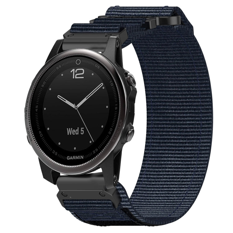 For Garmin Fenix 5S Plus 20mm Nylon Hook And Loop Fastener Watch Band(Blue) - Watch Bands by PMC TechLife | Online Shopping South Africa | PMC TechLife